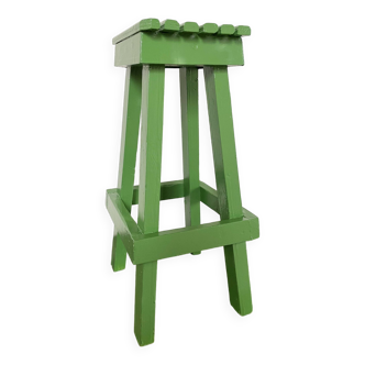 Tabouret sellette en bois à lattes