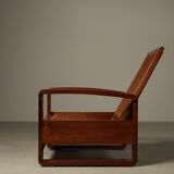 Mid-century architectural teak lounge chair with cane seat, 1950s