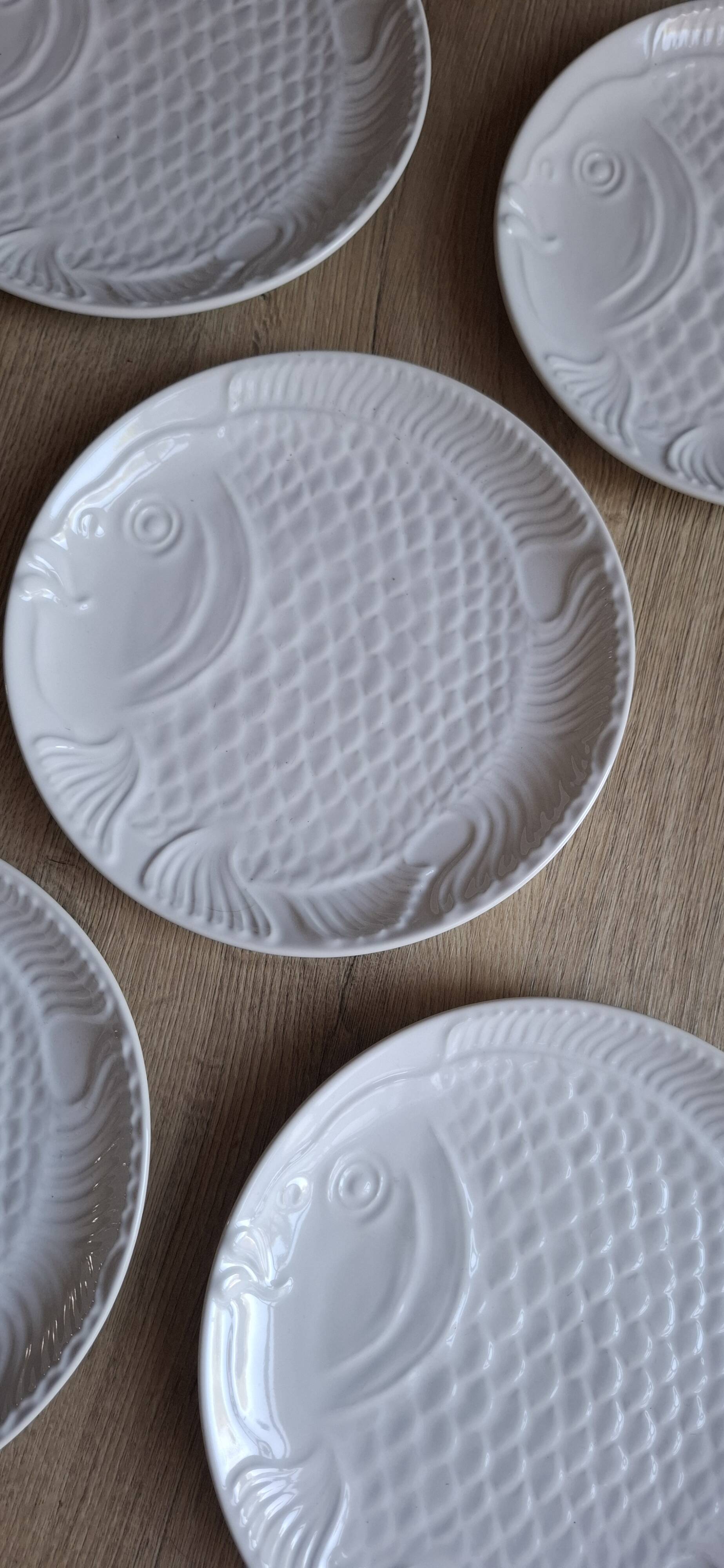 Set 5 assiettes poisson porcelaine blanche