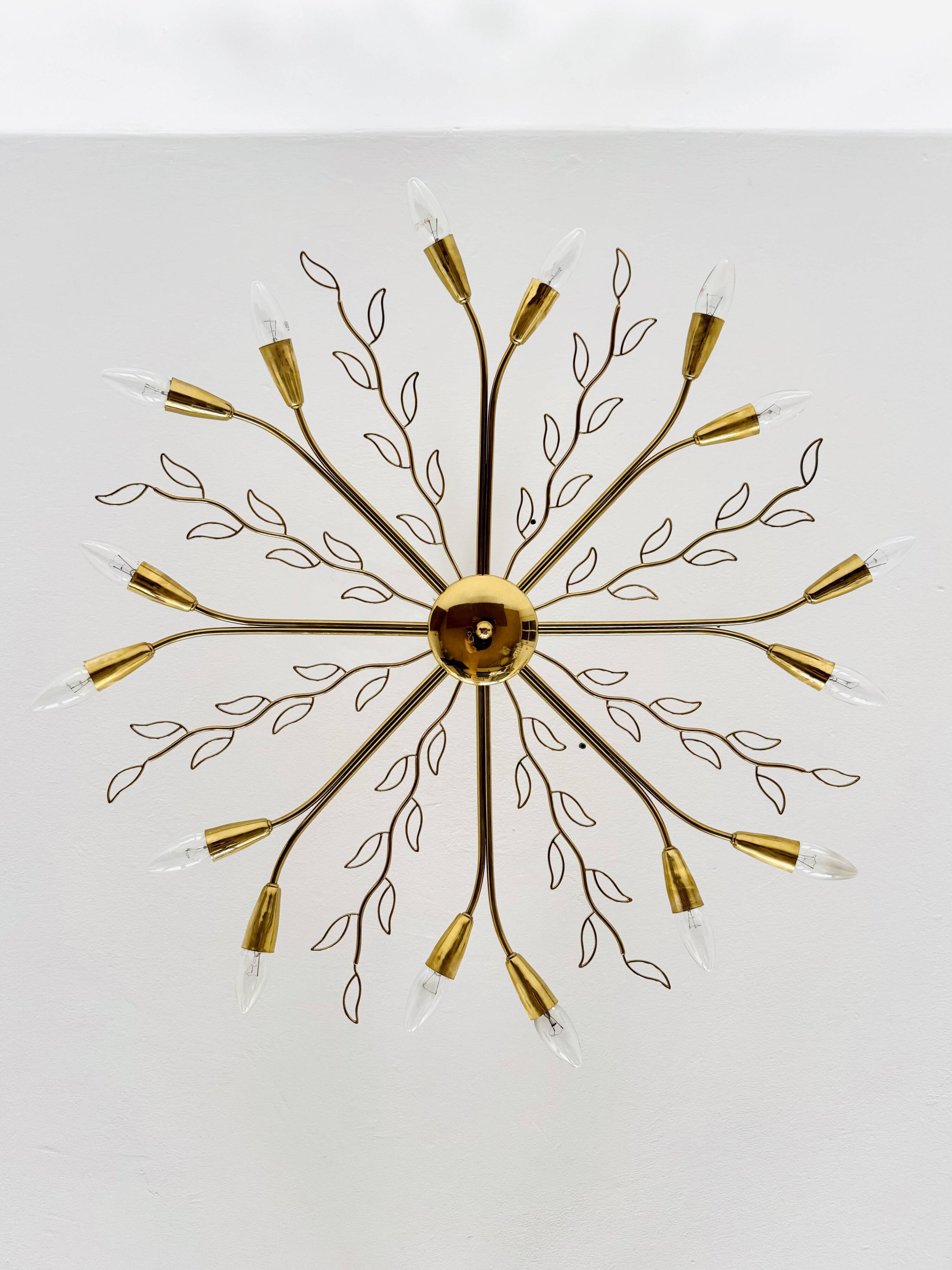 Large Austrian Brass Chandelier by Rupert Nikoll