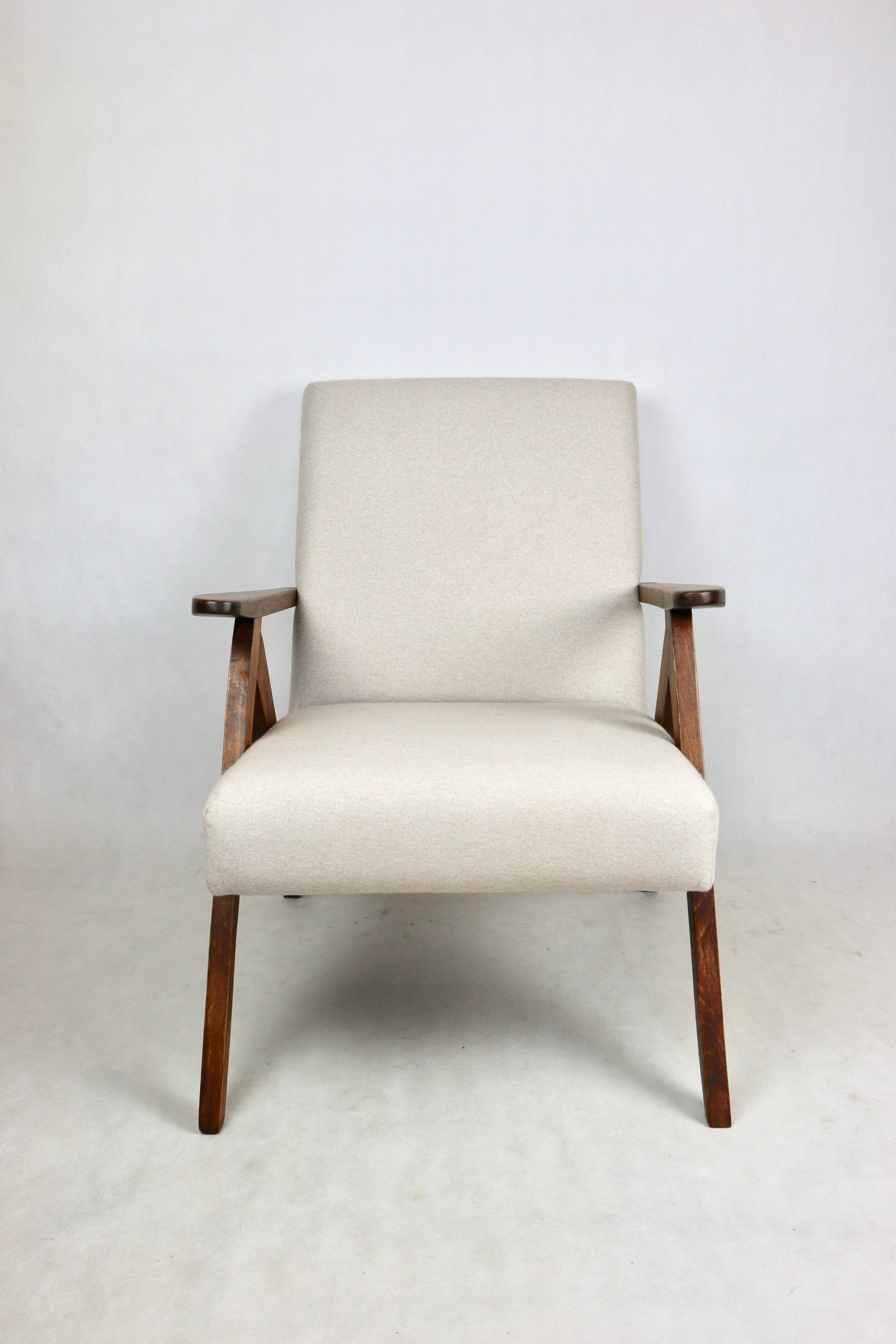 Fauteuil vintage Var- B-310 - laine beige