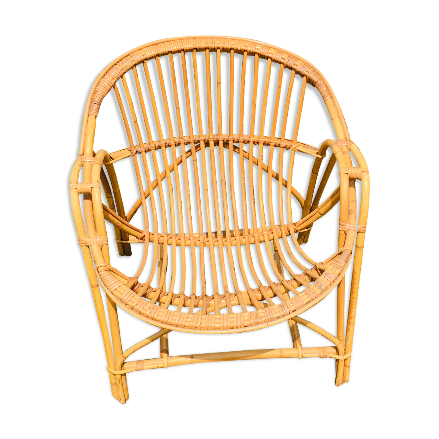 Vintage armchair rattan basket