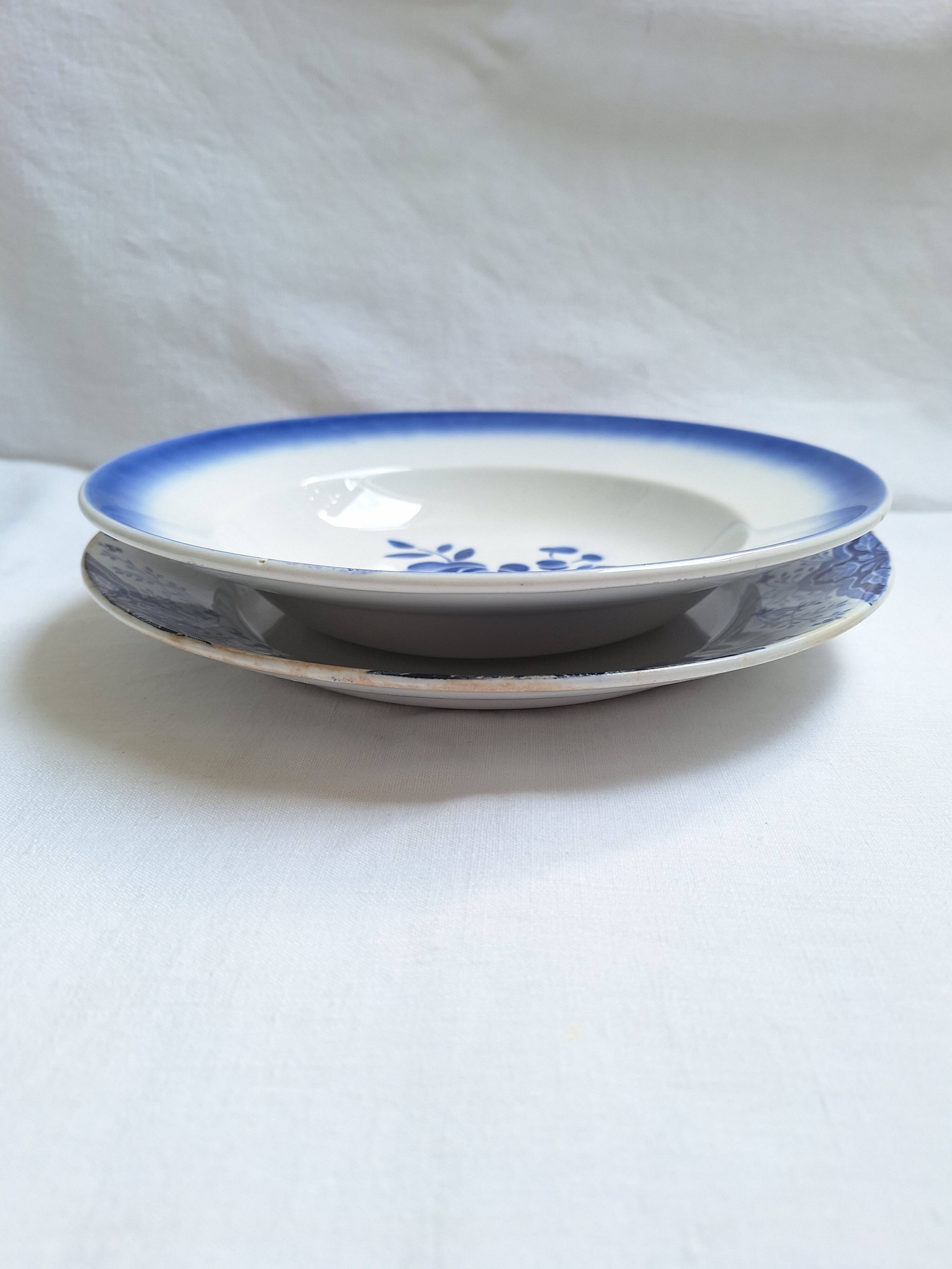 Shallow dish Badonviller and Creil and Montereau blue