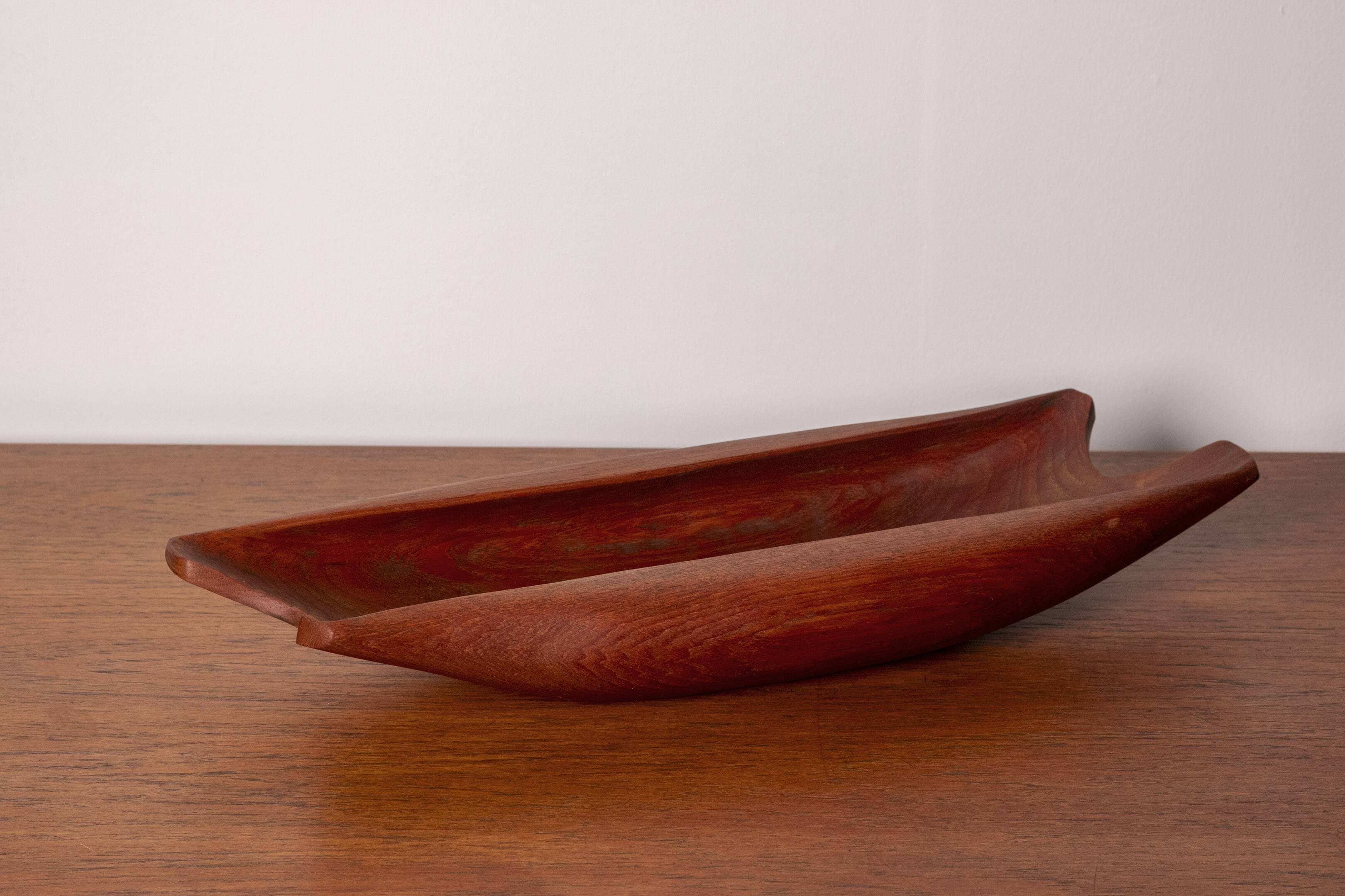 Organically Carved Serving Tray in Teak, 1950s Denmark