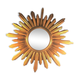 Italian golden wood sun mirror 52 cm