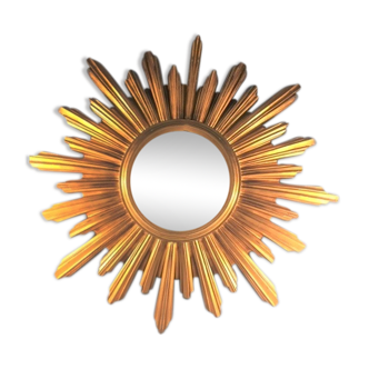 Miroir soleil bois doré italien 52 cm
