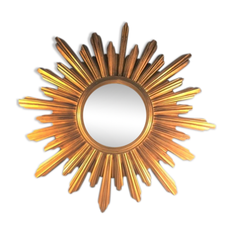 Italian golden wood sun mirror 52 cm