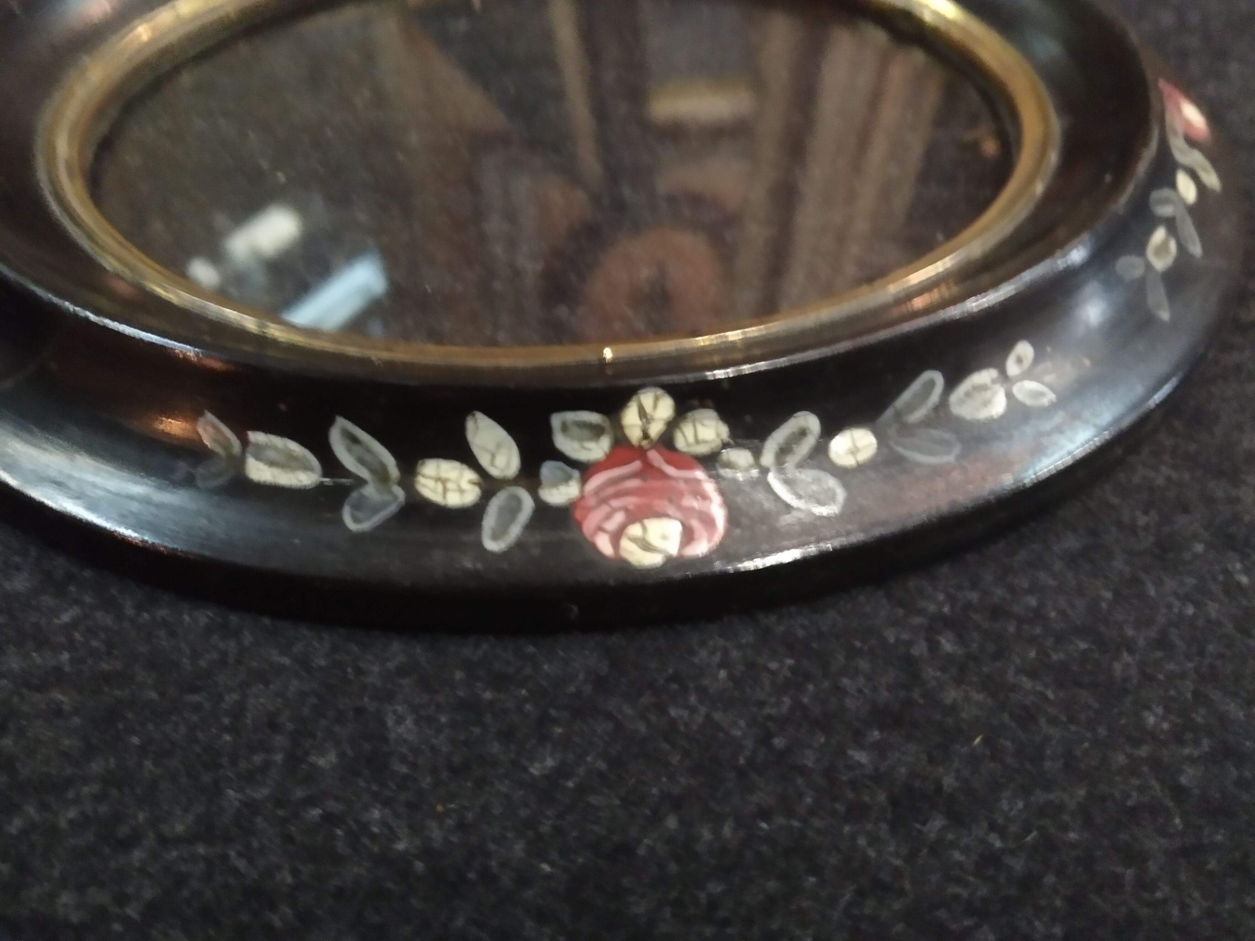 Napoleon frame III décor painted leafy flowers 23 cm x 17 cm