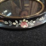 Napoleon frame III décor painted leafy flowers 23 cm x 17 cm