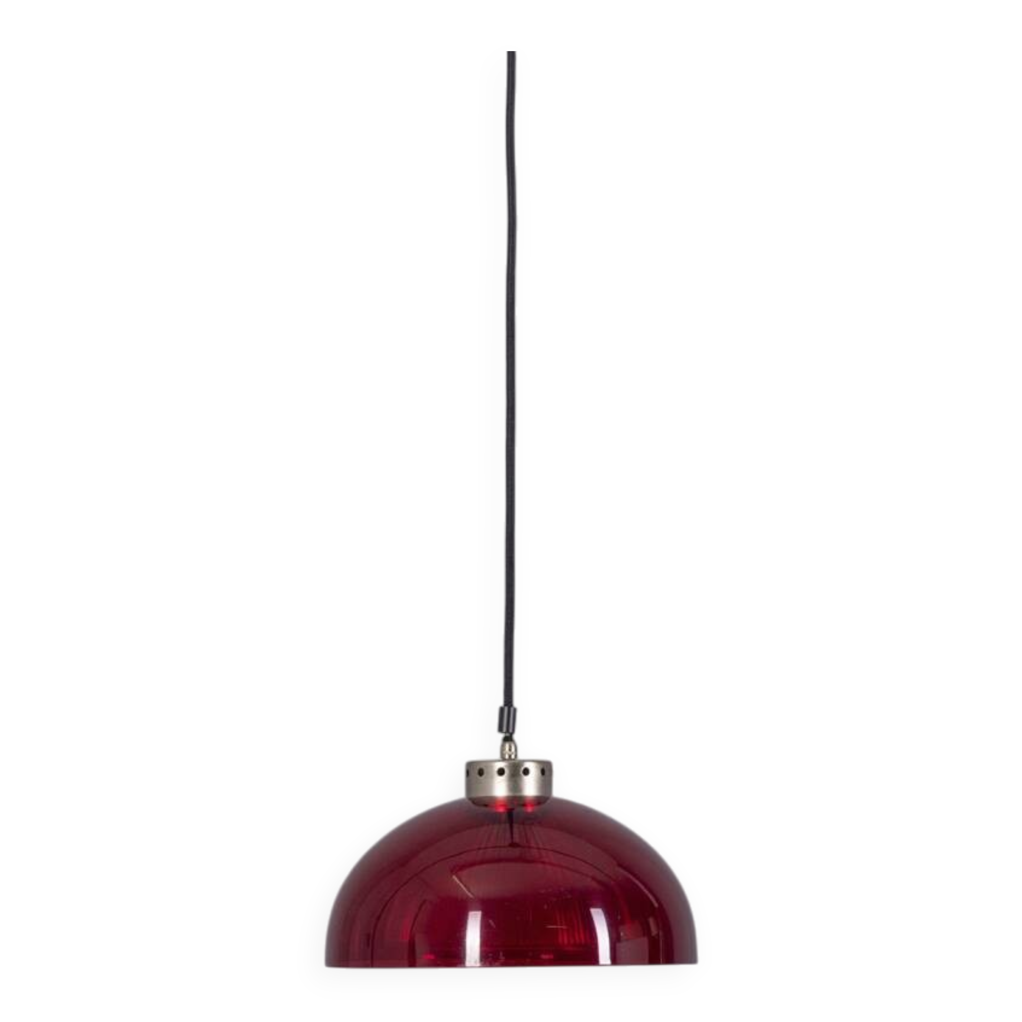 VINTAGE 1980S RED PLEXIGLASS PENDANT LAMP, ITALIAN DESIGN