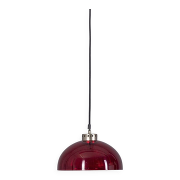LAMPE SUSPENDUE VINTAGE DES ANNÉES 1980 EN PLEXIGLAS ROUGE, DESIGN ITALIEN