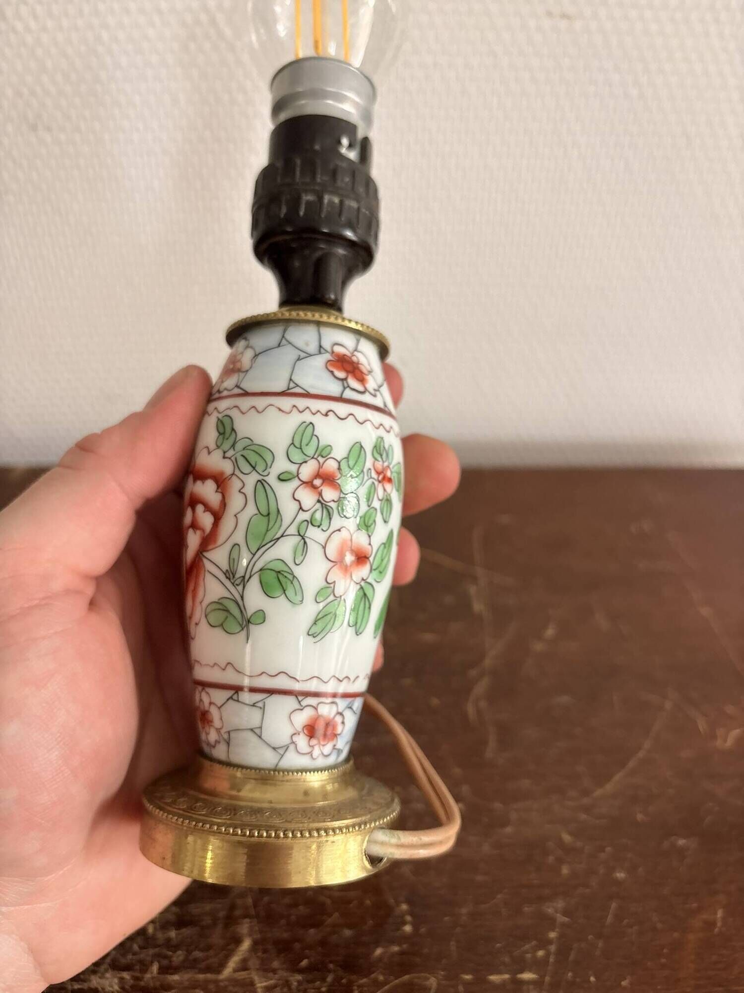 Asian Porcelain Table Lamp with Gilded Brass from China, Japan, Satsuma, Kutani