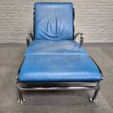 Blue leather lounge chair futuro 3 by massimo iosa ghini for moroso - italy 1980's