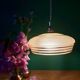 Suspension vintage lampshade in frosted yellow and gold glass