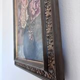 Vintage original flower oil painting, flower still life art