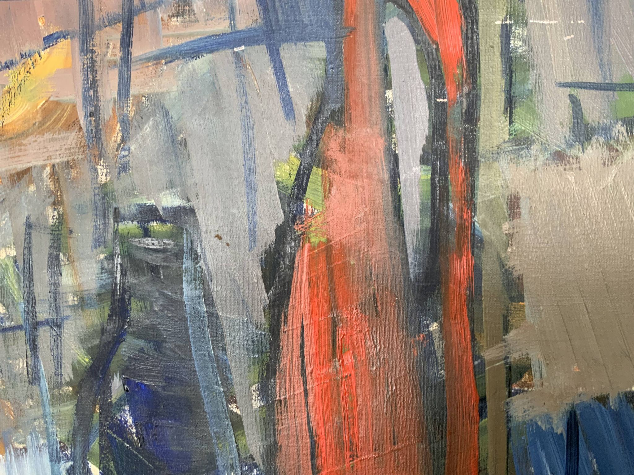 Vintage Modernists Oil Painting Still Life With Red Bottle, Signed Falck