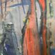 Vintage Modernists Oil Painting Still Life With Red Bottle, Signed Falck