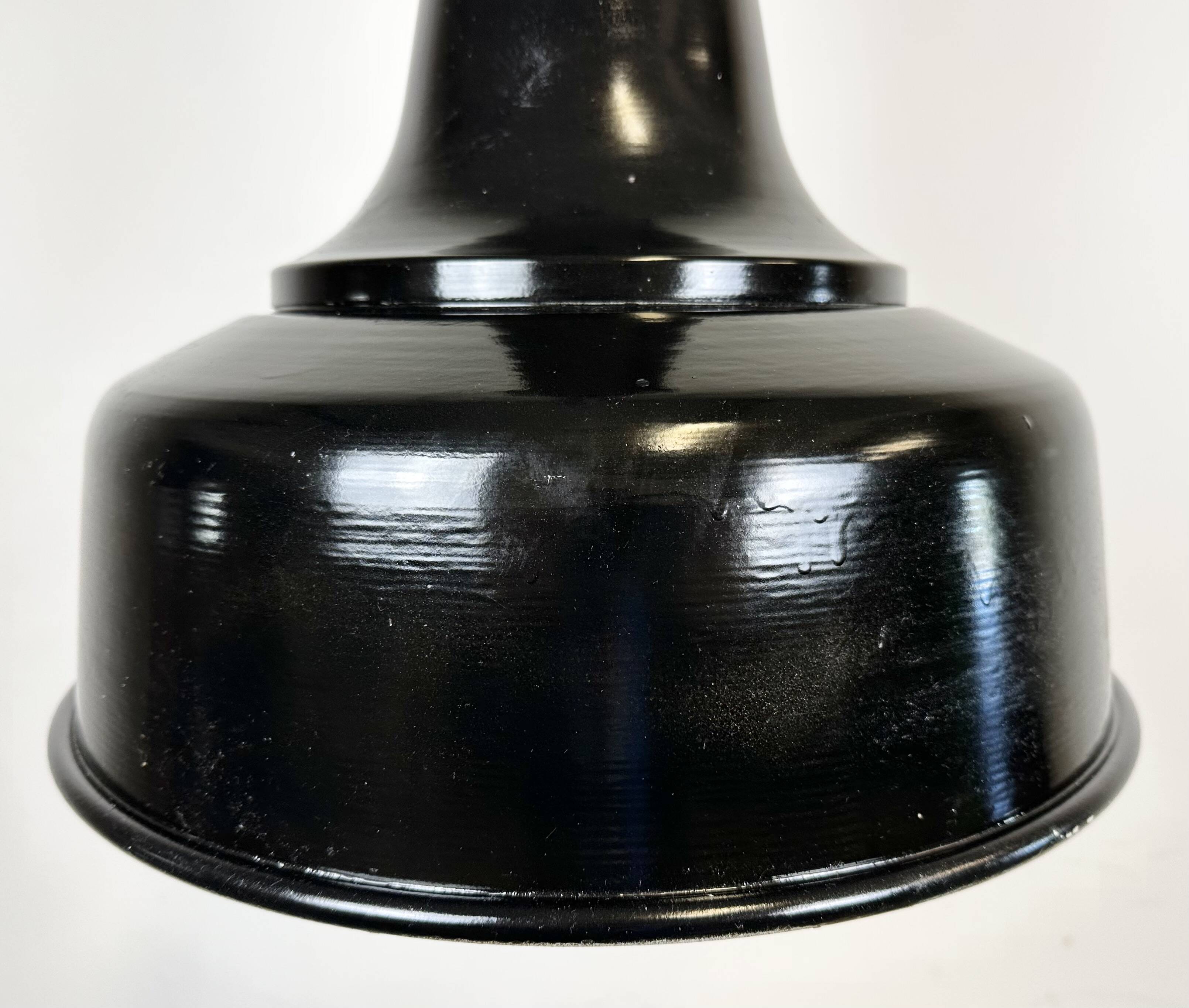 Industrial black pendant factory lamp with cast iron top, 1970s
