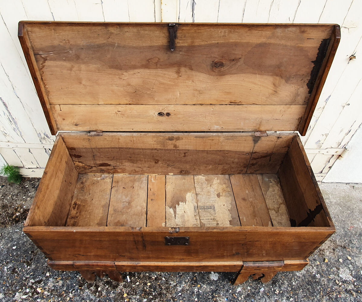 Former large wedding chest, solid wood, mid 19th century