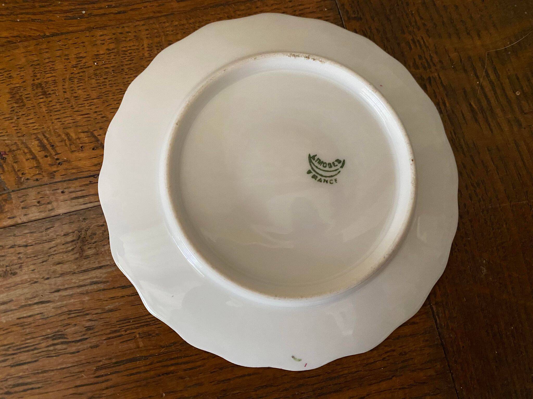 Cup and saucer Limoge porcelain decoration frieze of roses