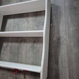 vintage white wall shelf 3 shelf rod with red hooks