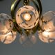 Brass and Glass 6-flamming Chandelier, 1980s