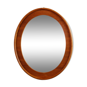 Miroir teinté rose cadre en teck 48x40cm