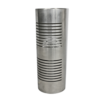 Lampe à poser cylindrique en acier ajouré moderniste Italie début années 70