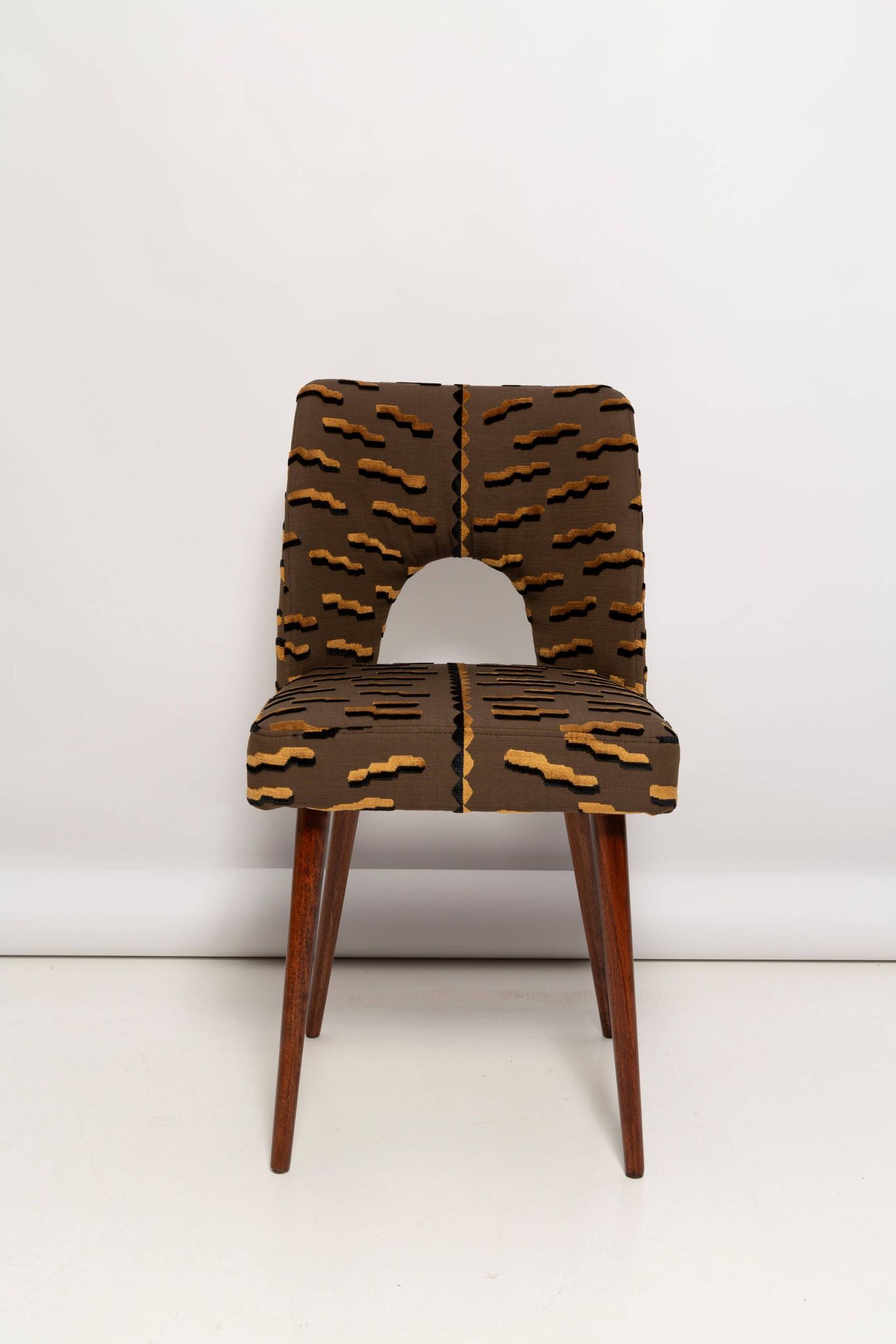 Shell chair type 1020 in jacquard velvet with tiger pattern, Europe, 1960s