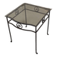 Petite table d'appoint en fer forgé et verre fumé