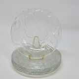 5 Small Transparent Frosted Glass Plates Vintage Floral Decor Kig Indo