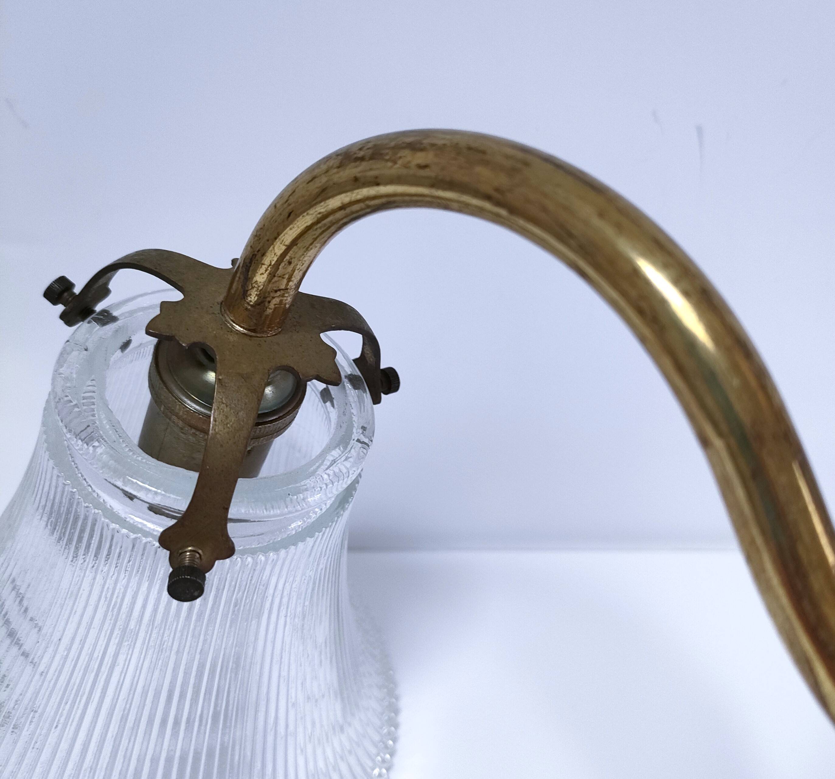 Double gilded bronze and glass wall lamp 1900