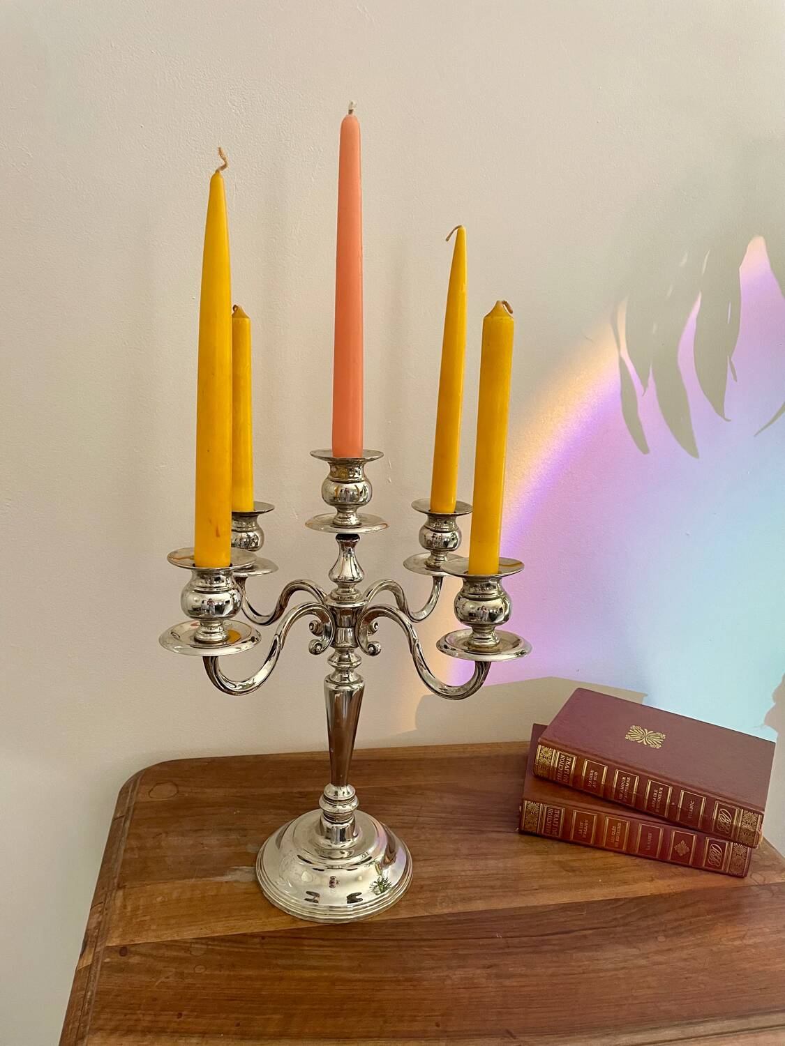 Vintage silver metal candlestick
