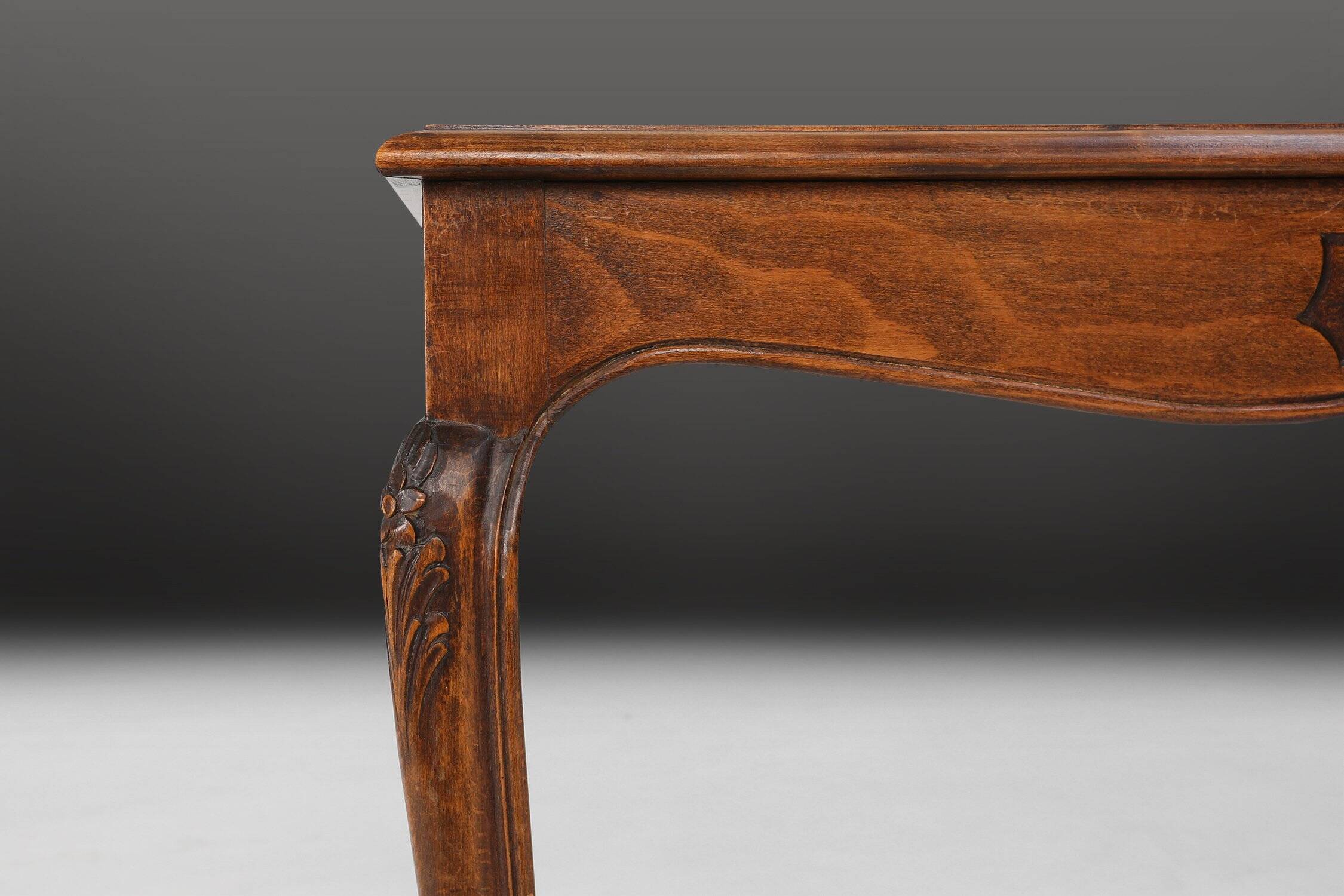 Sculpted Side Table in Wood, Glass & Rattan, France 1950s