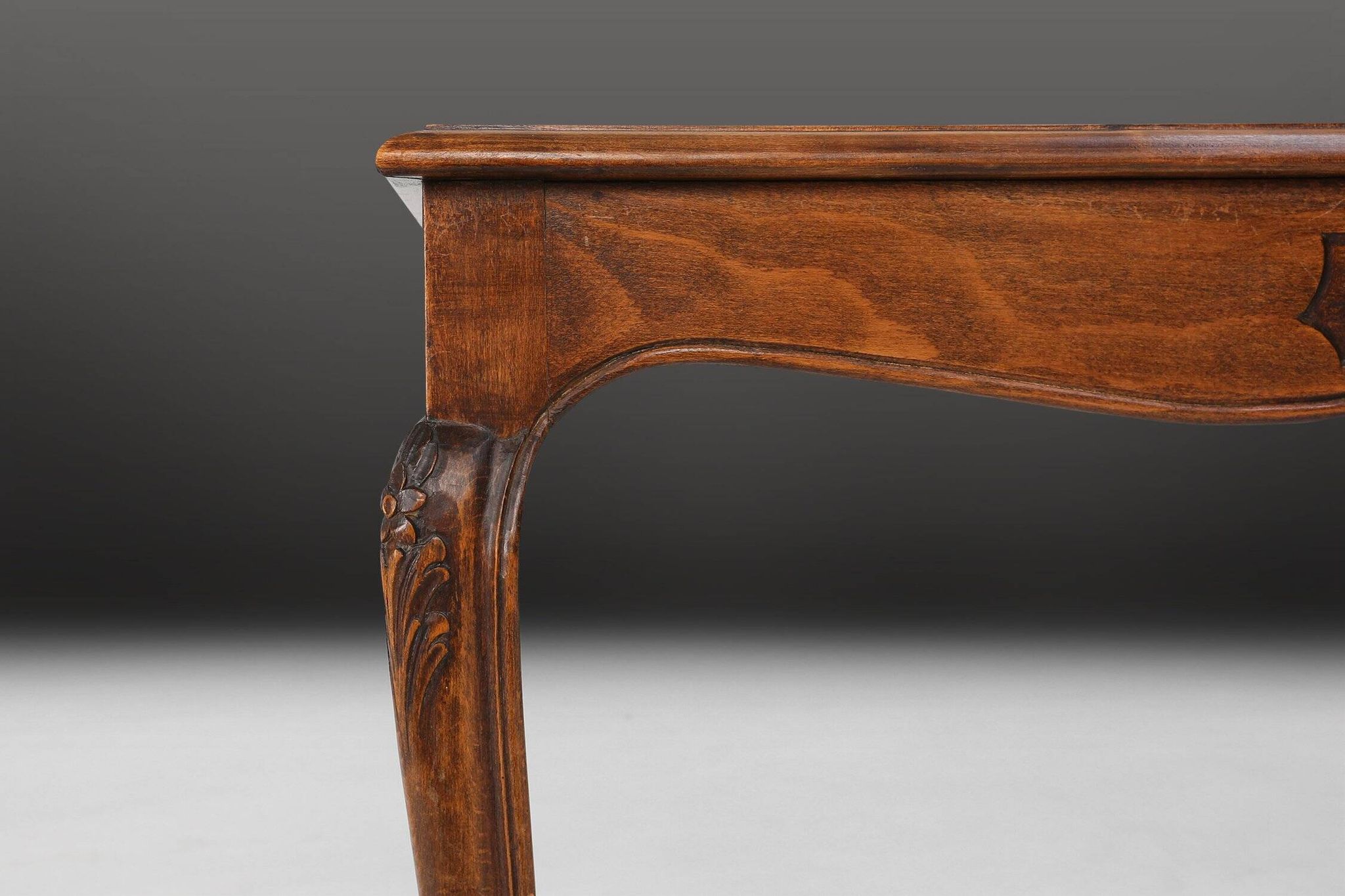 Sculpted Side Table in Wood, Glass & Rattan, France 1950s