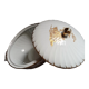 Soupière en procelaine de Limoges blanche et dorée