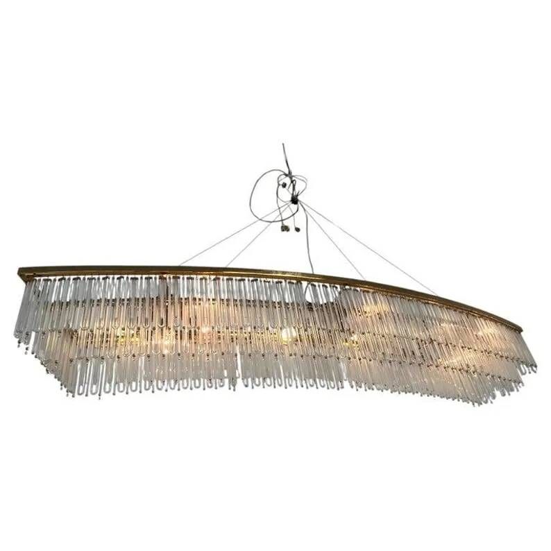 Big design hand made XXL glass and brass austrian chandelier - 1980s