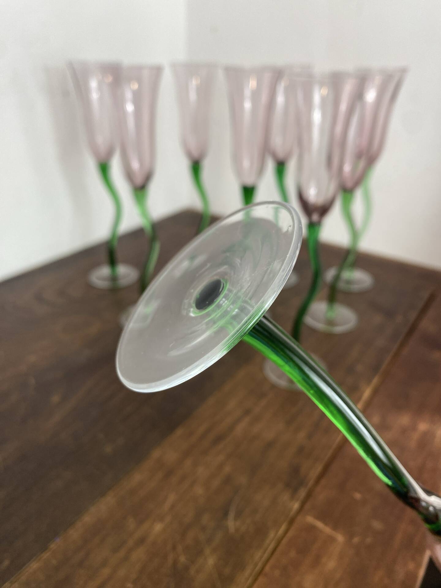 Coupes à champagne, verre soufflé, tulipe