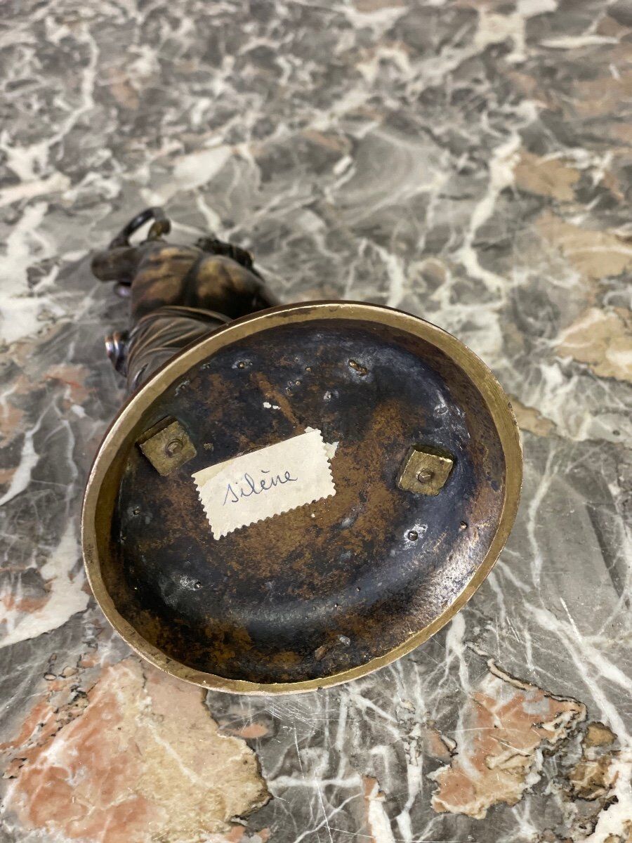 Silenus, bronze sculpture after the antique, 19th century