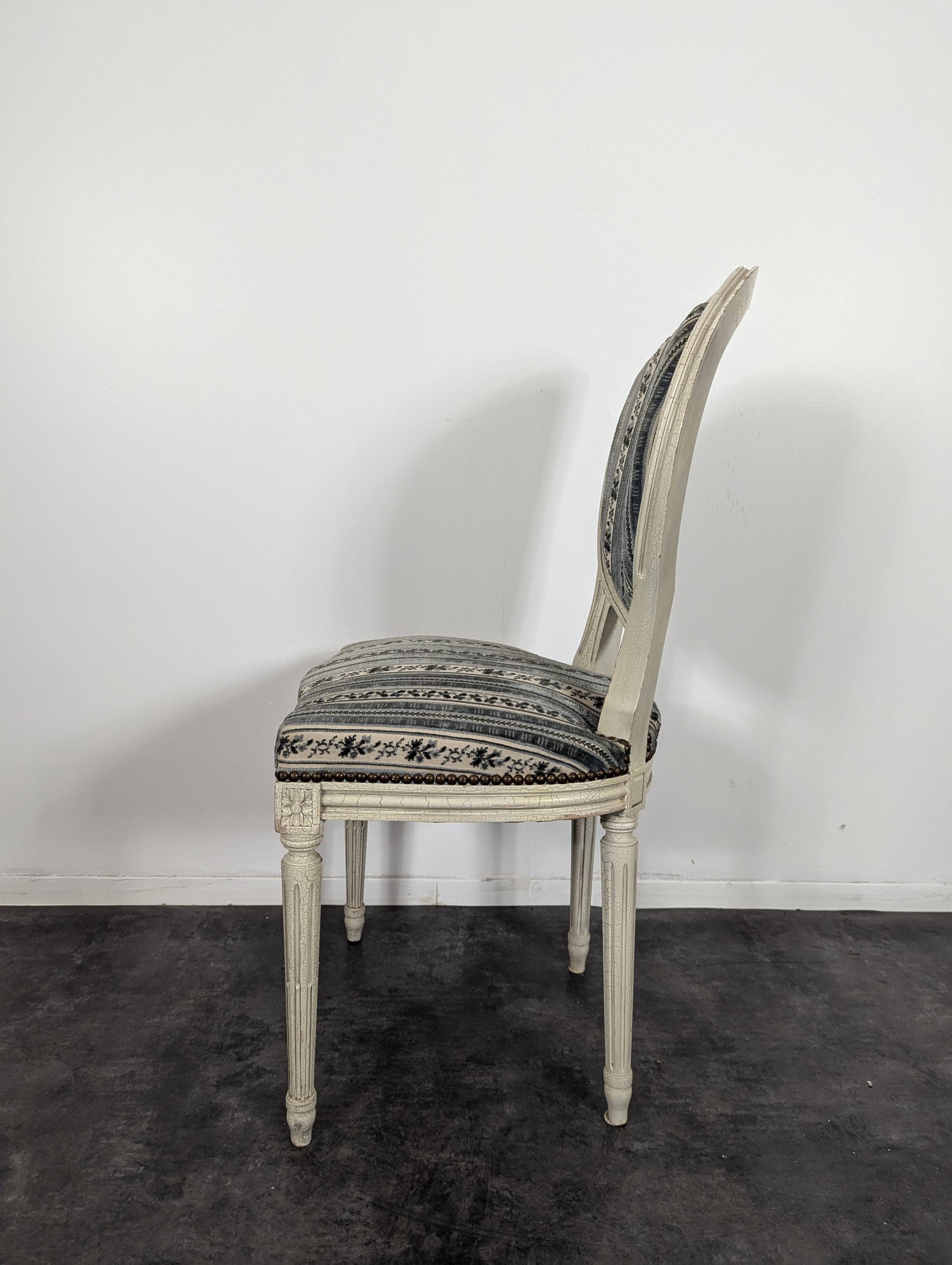 White lacquered Louis XVI style medallion chair
