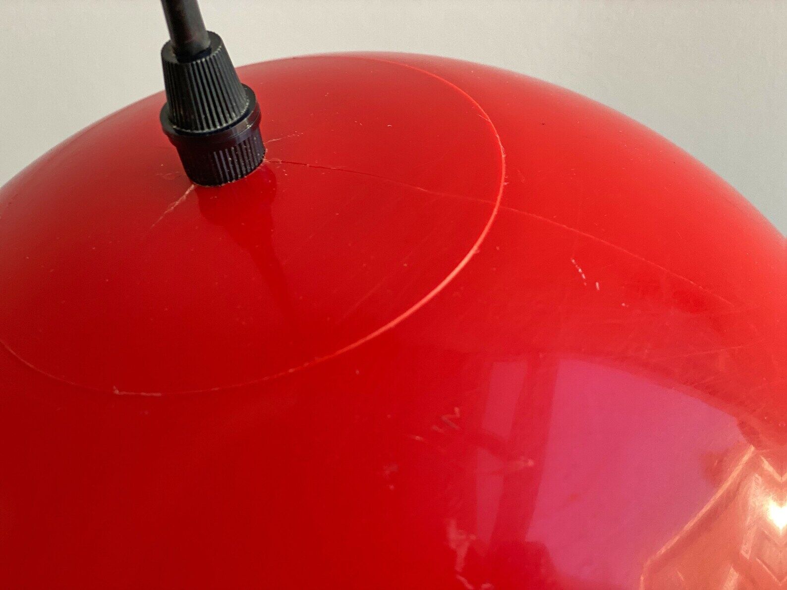 Scandinavian red & white vintage plastic hanging lamp