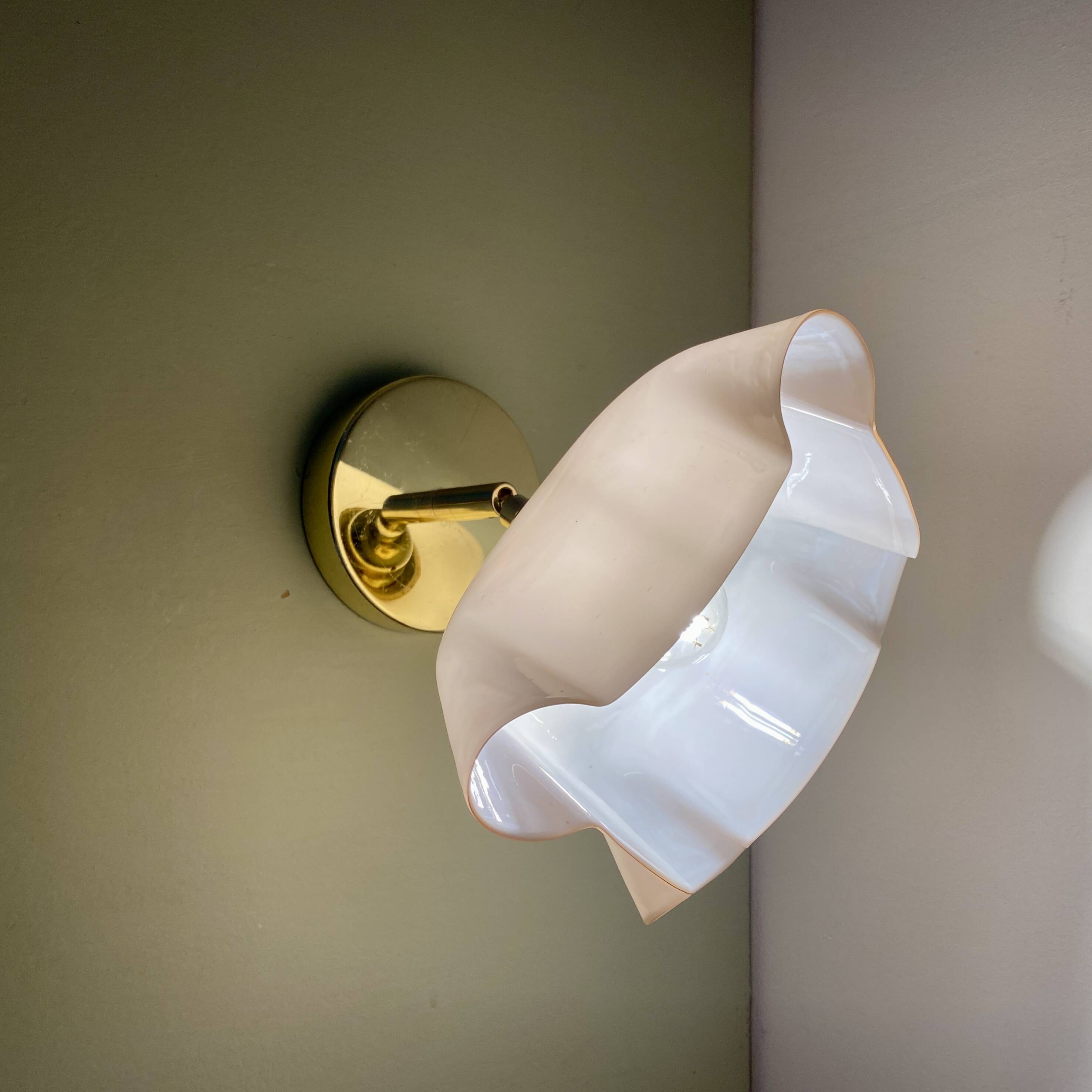 Vintage pink opaline lampshade wall lamp