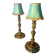 pair of chiselled bronze bedside lamps from 1900, silk shade and trim style
