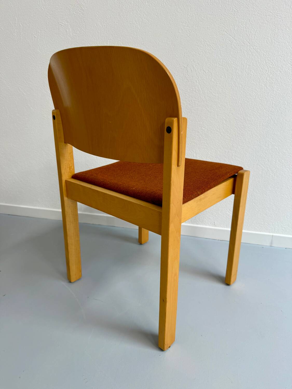 Lot of 8 old Scandinavian design wooden chairs from the 80s vintage