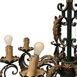 Louis XV style chandelier in wrought and hammered iron 20th century