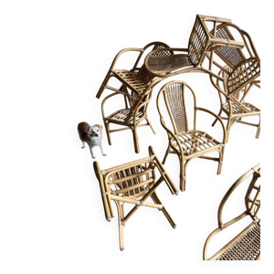 Ensemble de 8 chaises - rotin