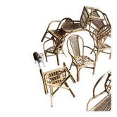 Set of 8 Manou rattan chairs with cane backrest.
