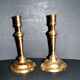 Set of 2 antique hand-chiselled gilded bronze candlesticks – Pair of 18th-century candle holders.