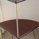 Pair of vintage corner shelves in wood and gold metal, 1960s