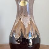 Brown German Fat Lava Style Vase with Drip Glaze, Töpferei Zimmermann